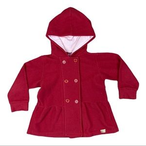 Dila red and pink fleece double buttoned jacket